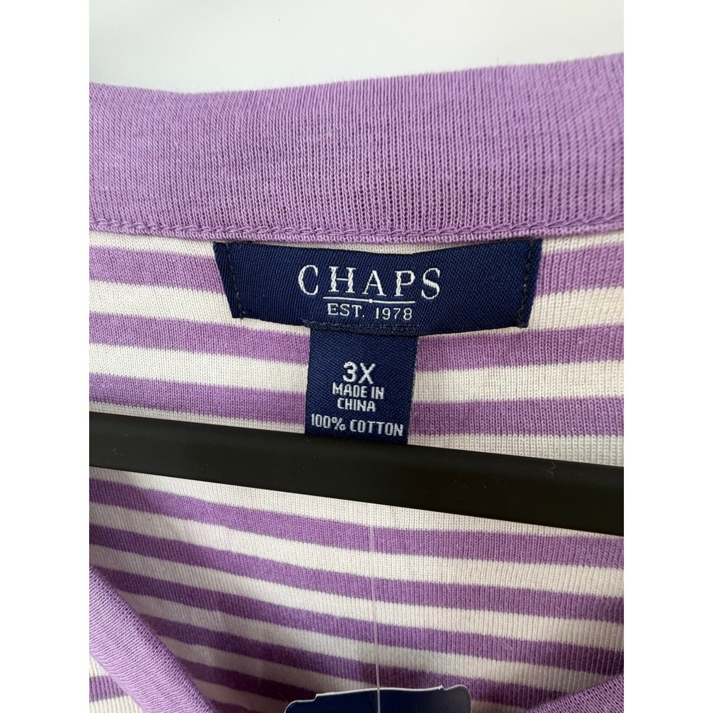 Chaps Boho Tunic Womens 3X Purple White Striped 3/4 Sleeve Y2K Preppy - Picture 8 of 13